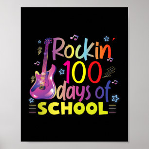 Poster Rockin' 100 Jours D'École Guitare Lover Enfants Ga