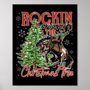 Poster Rockin' Autour De L'Arbre À Cowboy De Noël Père No