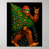 Poster Rockin Christmas Bigfoot Carrying Tree Fun Xmas Ro (Devant)