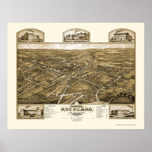 Poster Rockland, carte panoramique de mA - 1881