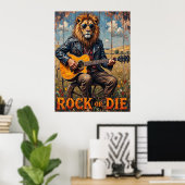 Poster Rockstar rurale : Lion sur roues (Bureau à domicile)