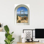 Poster Rocky Beach Ocean Vue courbe Fake Window (Bureau à domicile)