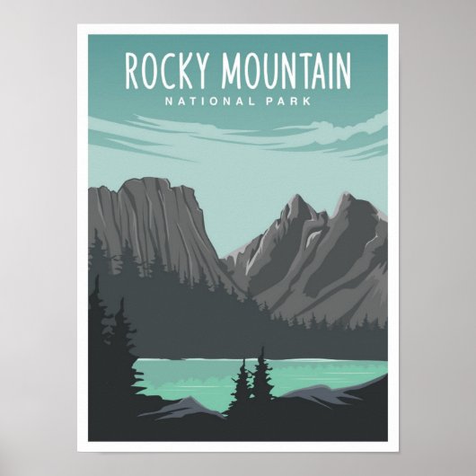 Poster Rocky Mountain National Park Travel Illustration (Devant)