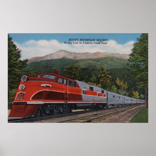 Poster Rocky Mt. Rocket (Train), Pikes Peak, Colorado (Devant)