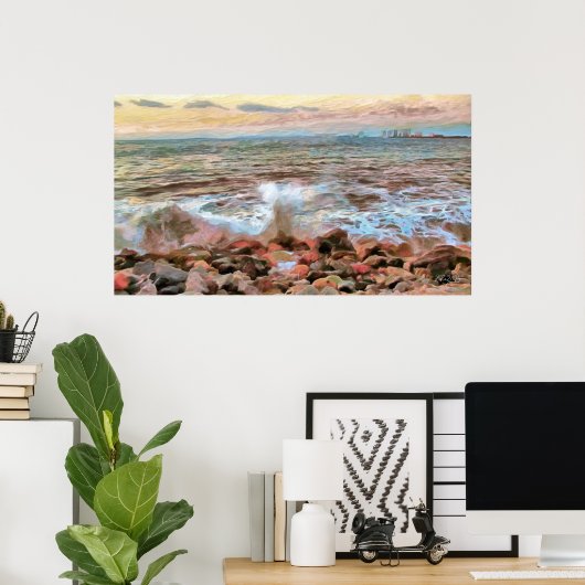 Poster Rocky Waves 0742 Art Print (Bureau à domicile)