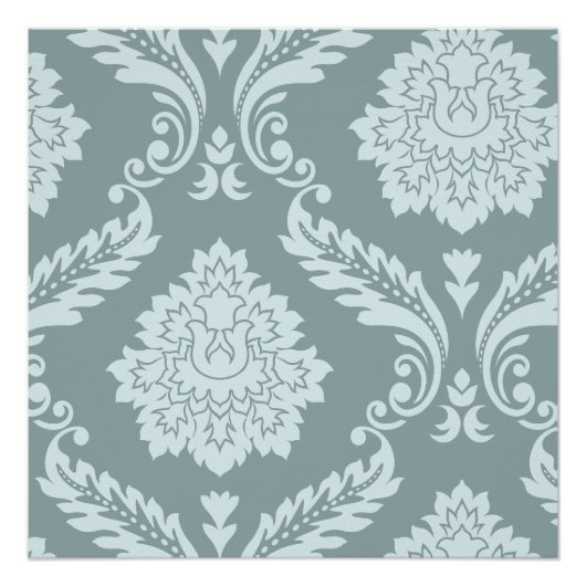 Poster Rococo Damask Art I Duck Egg Blue+Teal (Devant)