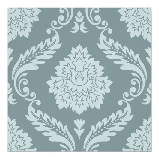 Poster Rococo Damask Lg Pattern Duck Egg Blue+Teal (Devant)