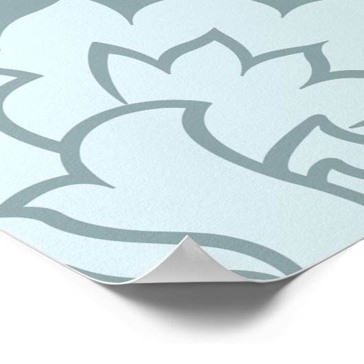 Poster Rococo Damask Lg Pattern Duck Egg Blue+Teal (Coin)