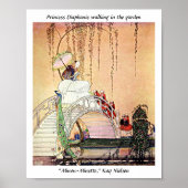 Poster Rococo Princesse marchant dans un jardin de contes (Devant)