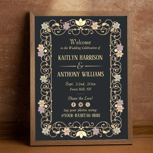 Poster Rococo Revival Elegant Vintage Floral Wedding