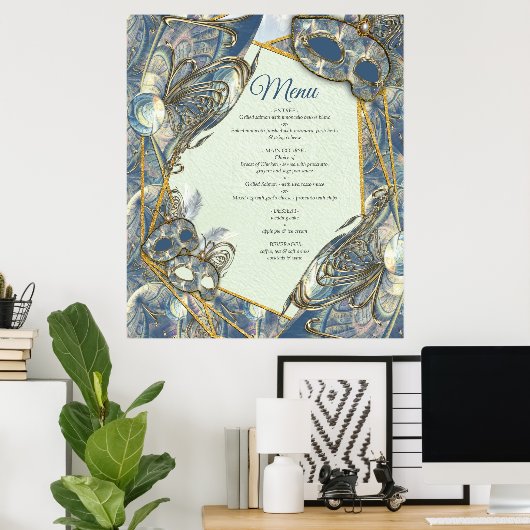 Poster Rococo Rich Motif design avec Masques (Bureau à domicile)