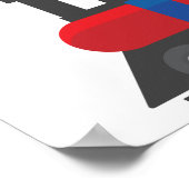 Poster Rode Blauwe Train Birthday Party Square (Hoek)