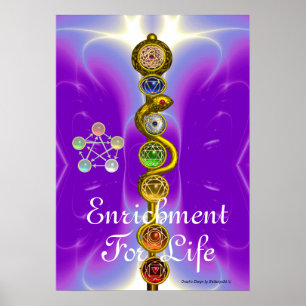 POSTER RODE D'ASCLEPIUS 7 CHAKRAS, YOGA, ÉNERGIE SPIRITUE