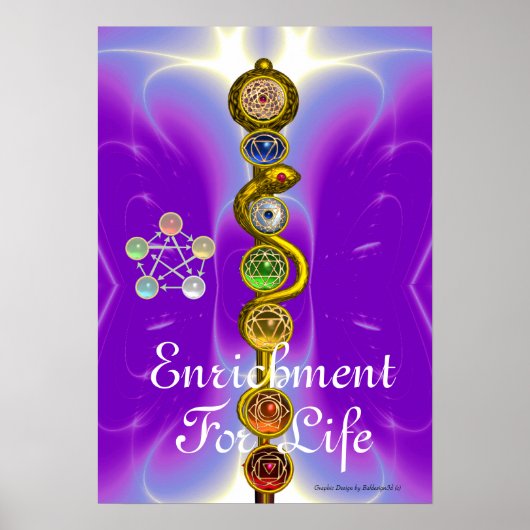 POSTER RODE D'ASCLEPIUS 7 CHAKRAS, YOGA, ÉNERGIE SPIRITUE (Devant)