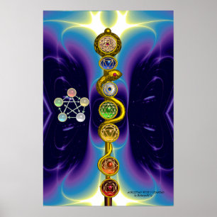 POSTER RODE D'ASCLEPIUS 7 CHAKRAS, YOGA, ÉNERGIE SPIRITUE