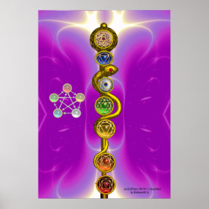 POSTER RODE D'ASCLEPIUS 7 CHAKRAS, YOGA, ÉNERGIE SPIRITUE
