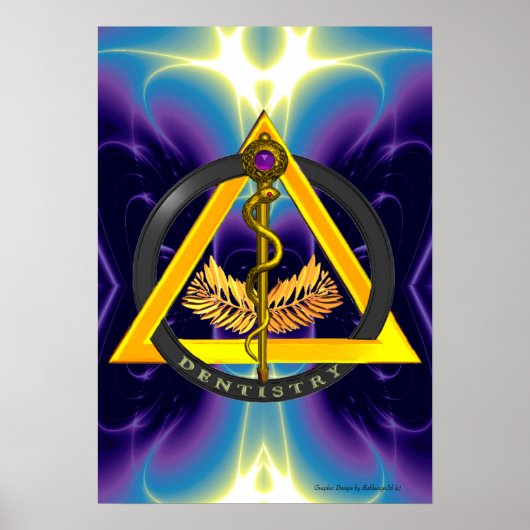 POSTER RODE DU SYMBOLE DE DENTISSE DENTISTE ASCLEPIUS (Devant)