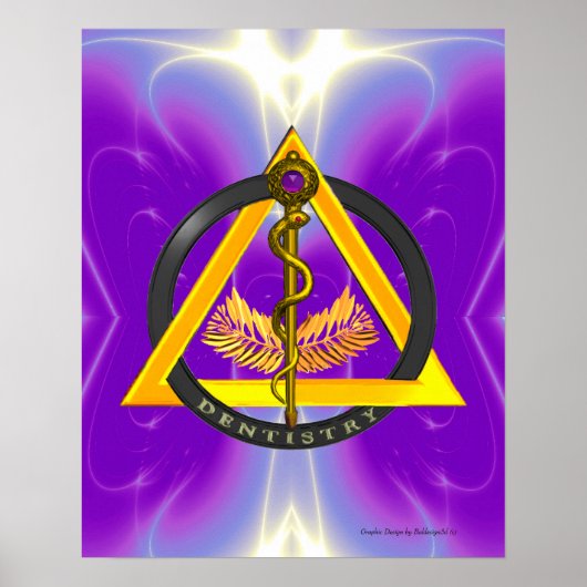 POSTER RODE DU SYMBOLE DE DENTISSE DENTISTE ASCLEPIUS (Devant)