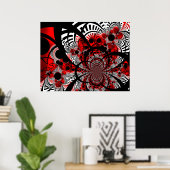 Poster Rode Ventra Twist Abstracte Kunst (Thuiskantoor)