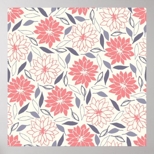 Poster rode witte bloemen (Voorkant)