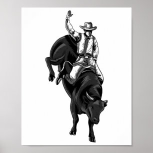 Poster Rodeo Bull Rider Pour Cowboys Horseback Horseback