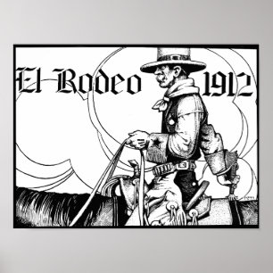 Poster Rodeo Cowboy Country 1912 Art occidental