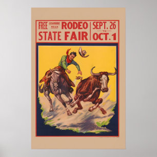 Poster Rodeo de la Foire d'État - Lutteur de Steer Cowboy