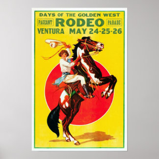 Poster Rodéo de Ventura, 1933. Publicité vintage