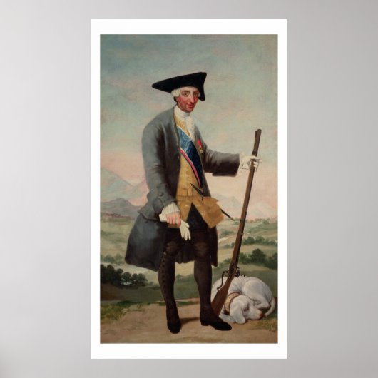 Poster Roi Charles III (1716-88) comme chasseur, 1786/88 (Devant)