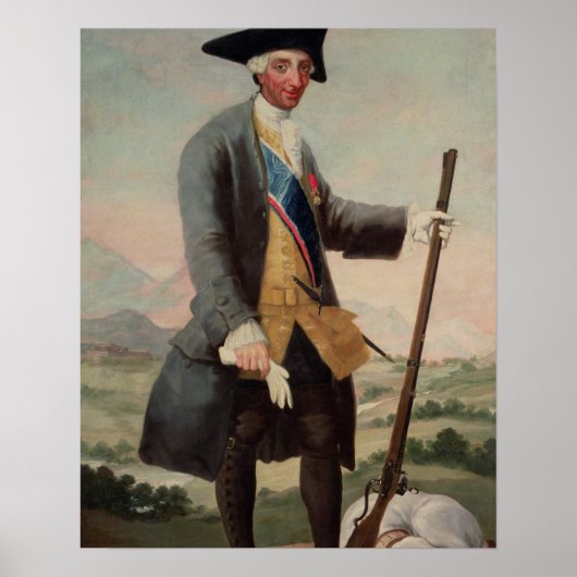 Poster Roi Charles III (1716-88) comme chasseur, 1786/88 (Devant)