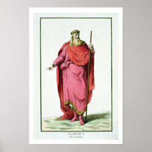 Poster Roi de Clovis I (481-511) des contreseings de