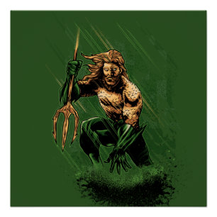 Poster Roi des Océans Guerrier Trident Art Dynamique de B