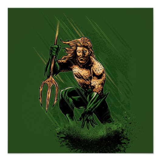 Poster Roi des Océans Guerrier Trident Art Dynamique de B (Devant)
