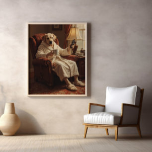 Poster Roi du fauteuil inclinable : Café et mastication