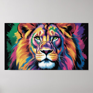 Poster Roi Lion Cosmique - Chef-d'œuvre de faune psychédé