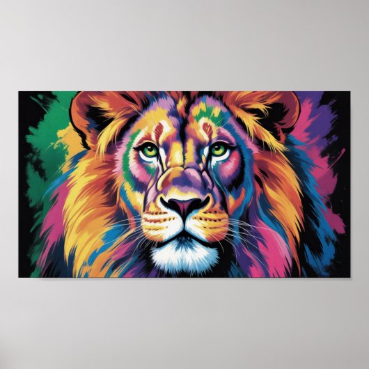 Poster Roi Lion Cosmique - Chef-d'œuvre de faune psychédé (Devant)