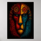 Poster Roi Lion Primitif Art Abstrait – Expressionniste (Devant)