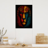 Poster Roi Lion Primitif Art Abstrait – Expressionniste (Cuisine)