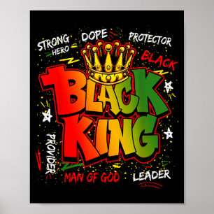 Poster Roi Noir Homme De Dieu Héros Fort Histoire Noire M
