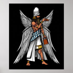 Poster Roi sumérien antique de Dieu étranger d'Anunnaki