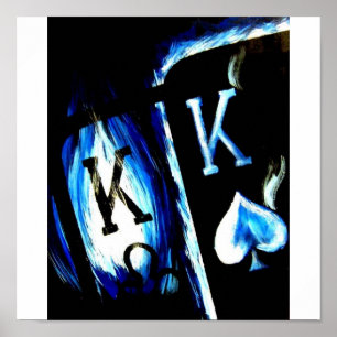 POSTER ROIS COWBOYS DE POCHE DE FLAMME BLEUE D'ART DE