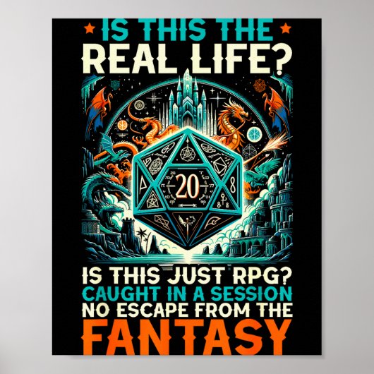 Poster Role Playing Game Rpg Master D20 Tabletop Funny Rp (Devant)