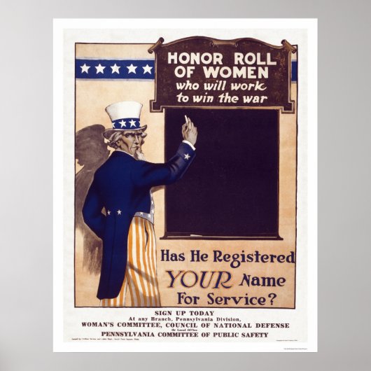 Poster Roll d'honneur des femmes (Devant)