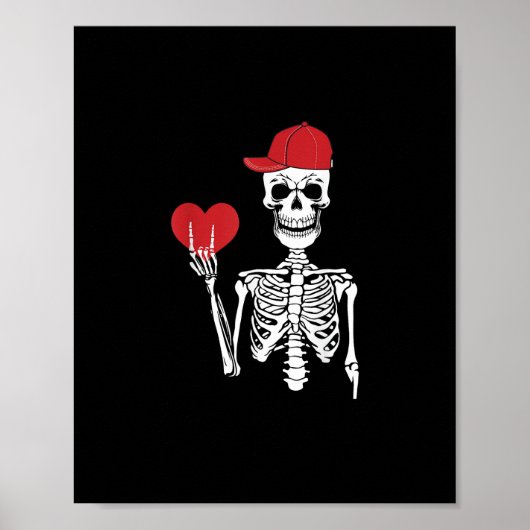 Poster Roll Skeleton Mains Coeur Valentines Jour Crâne (Devant)