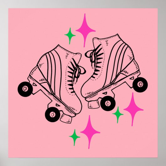 Poster Roller Skates Derby Patinage rose (Devant)