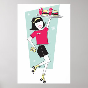 Poster Roller Skates Waitress