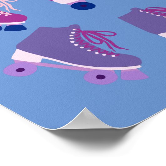 Poster Rollerskates rétro rose violet (Coin)