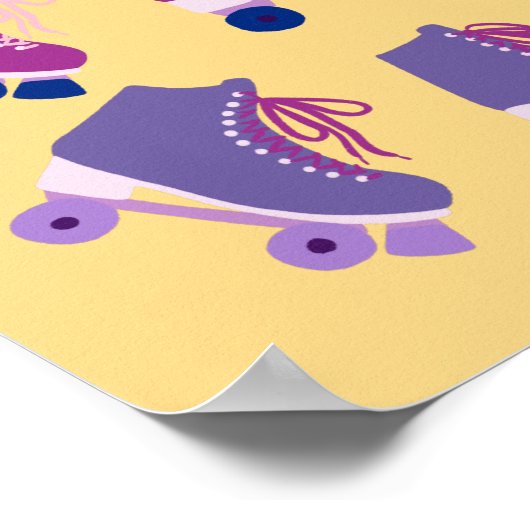 Poster Rollerskates rétro rose violet (Coin)