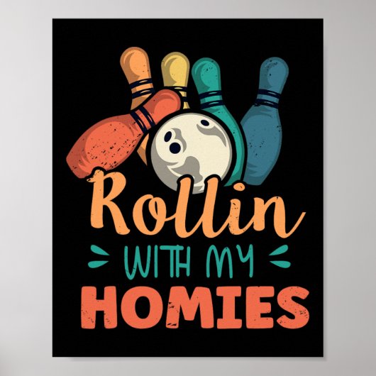 Poster Rollin Avec Mes Hommes Retro Bowling 2 (Devant)