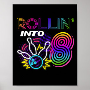 Poster Rollin Dans 8 Ans Anniversaire Bowling Party 8e